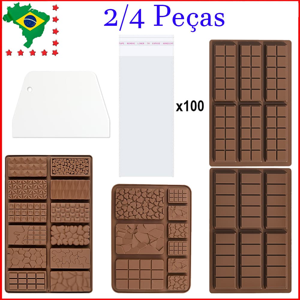 Forma Em Silicone Para Bombom/Chocolate Antiaderente, 2/4 peças moldes de chocolate, moldes de doces,  Silicone Flexível