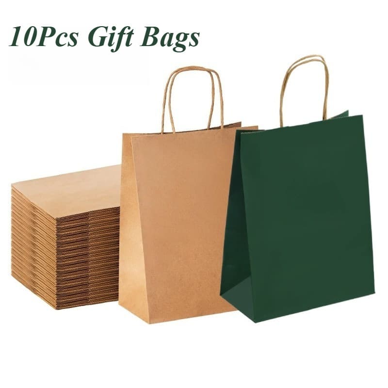 10 Sacos De Presente De Papel Kraft Dos Pces Com Alças Em Massa Negócios Médios E Pequenos Festa