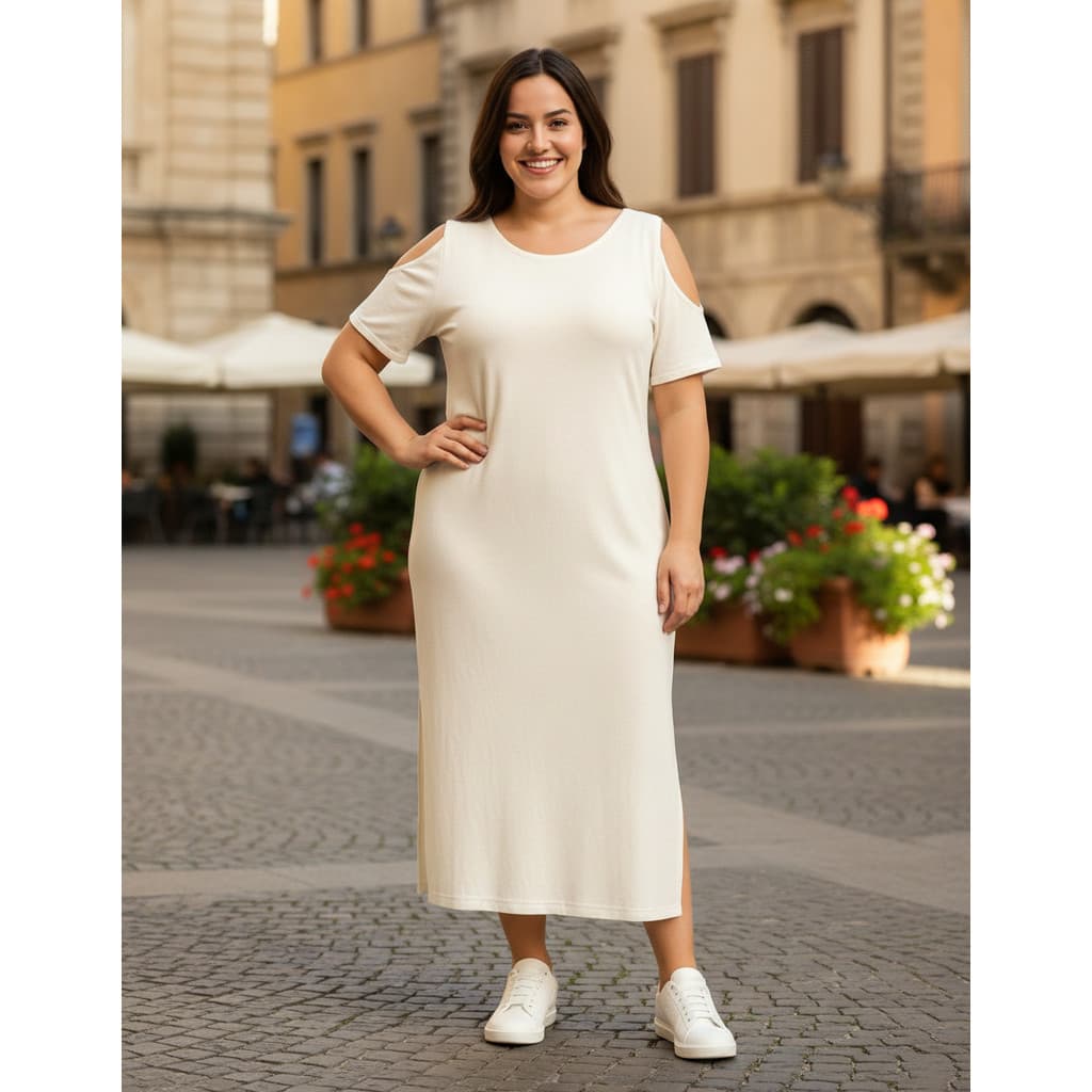 Vestido Plus Size Soltinho Midi Casual Básico Elegante Verão Plus