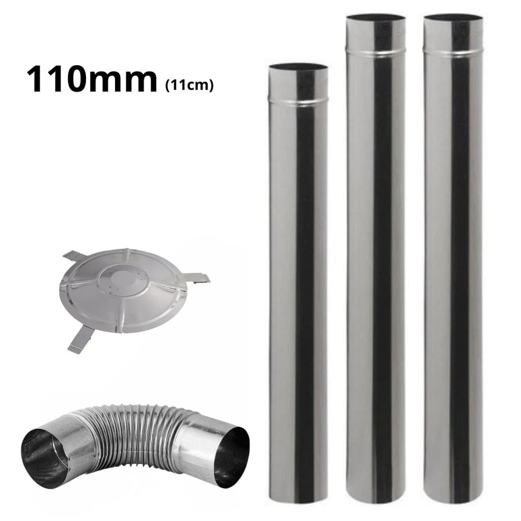 Kit Chaminé  Fogão a Lenha 5 Peças 110mm  Galvanizado c/ Curva