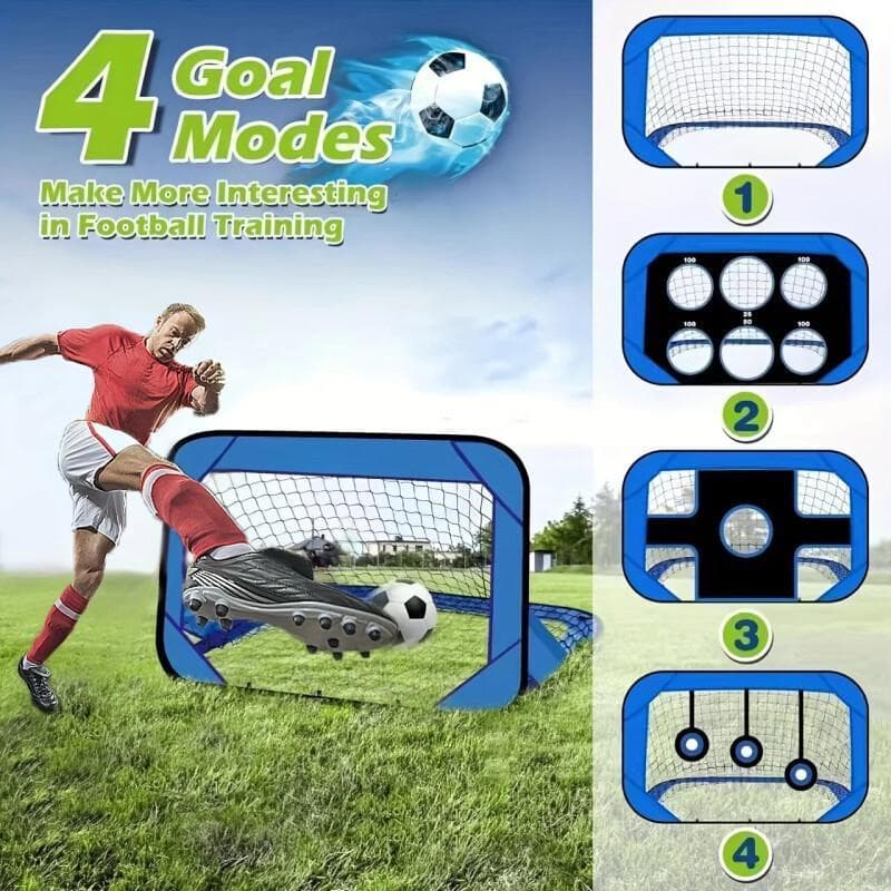 Goleira de Futebol Dobrável 4 em 1 com 4 Modos, Rede de Futebol Pop-Up para Uso Interno e Externo, para Melhorar a Preci