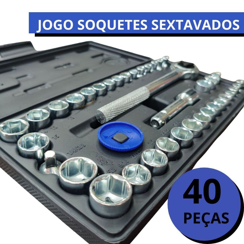 Jogo de Chave Com 40 Peças Jogo De Soquetes Sextavados Encaixe 3/8 10mm