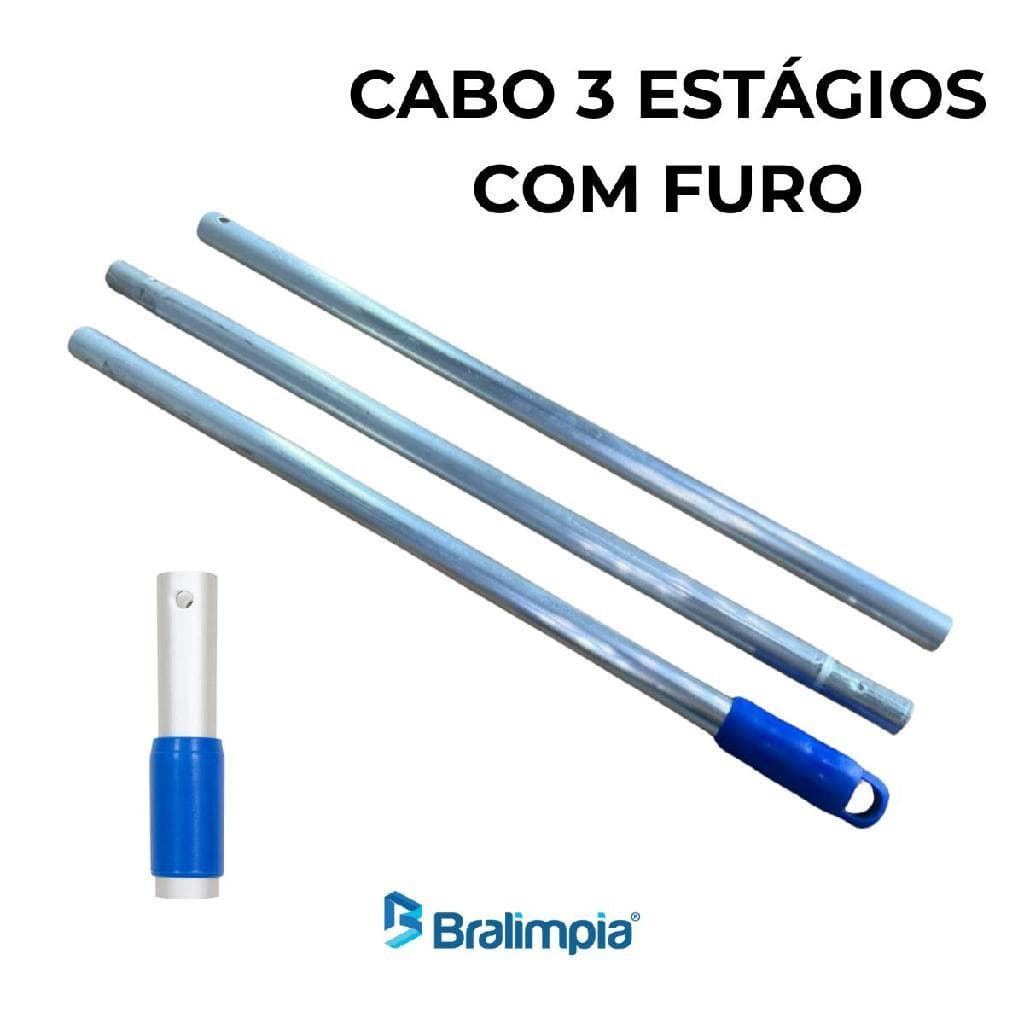 Cabo BRALIMPIA em Alumínio 1.40 mts de 3 Estágios com FURO