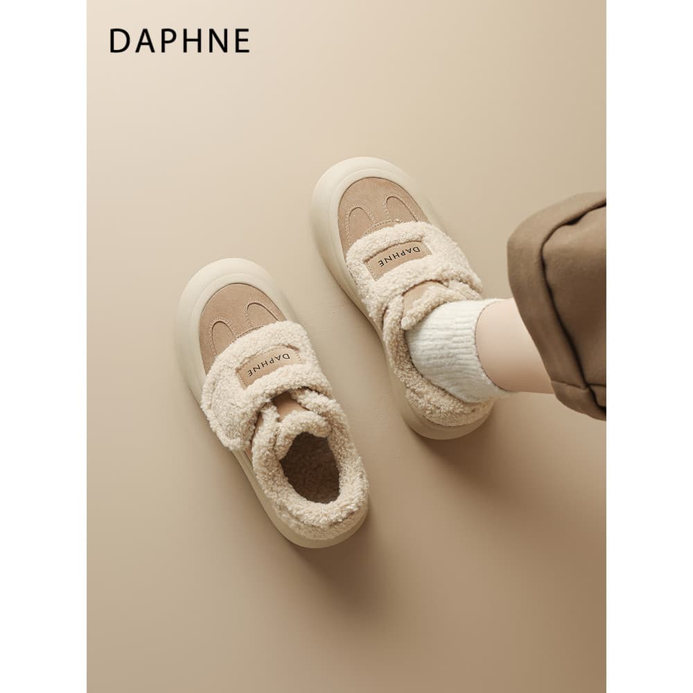 Daphne Velcro sapatos de algodão feminino botas de neve 2026 novo estilo inverno sapatos femininos de sola grossa quente