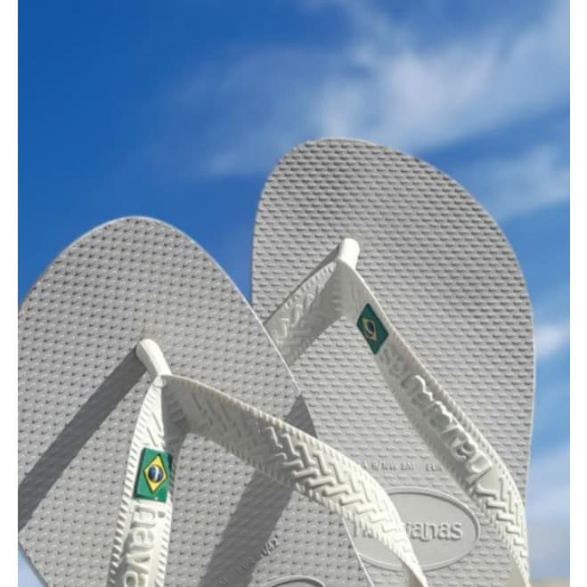 Chinelos Havaianas branco Bandeira Brasil Sandália feminino e masculino Full