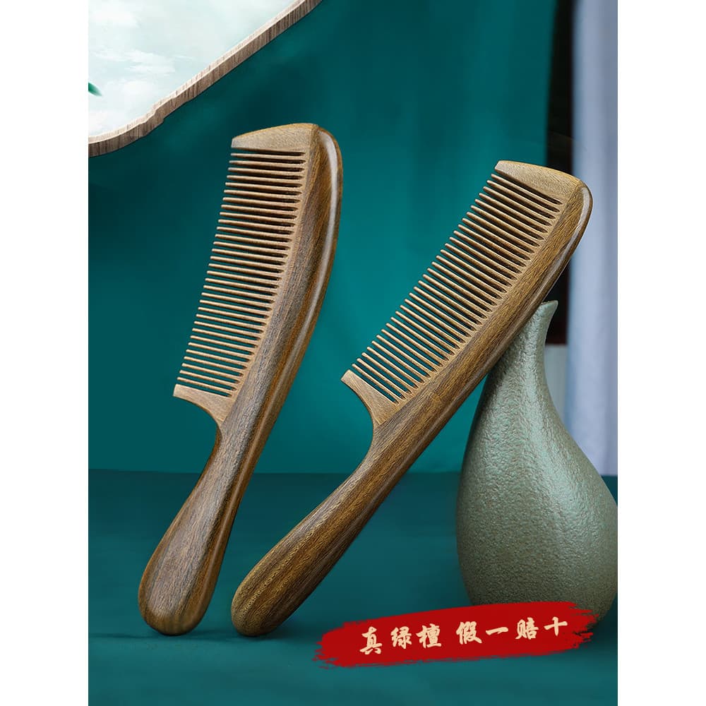 Pente de sândalo verde sândalo senhoras cabelo longo dedicado alisamento massagem de cabelo pente de sândalo portátil pr