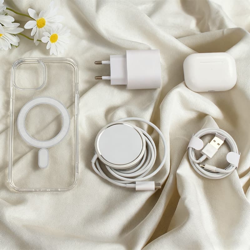 Capa 5 em 1 para iPhone/carregador de indução/cabo de dados/fone de ouvido Bluetooth/carregador de iPhone/capa protetora