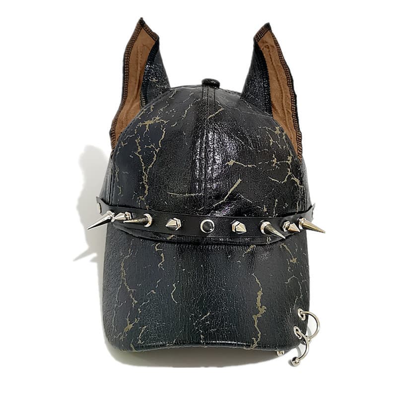 Bonés de Beisebol de Couro PU Estilo Punk 2025 com Orelhas de Cão e Rebites para Homens e Mulheres, Ajustáveis, para Pri