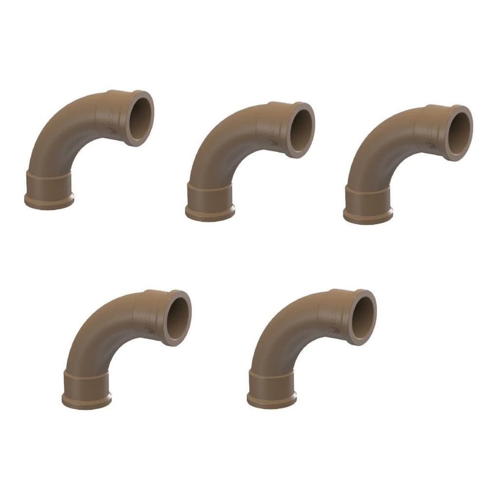 Kit 5 Curva 90 Soldavel Curta Bb 50mm Marrom - Plastilit