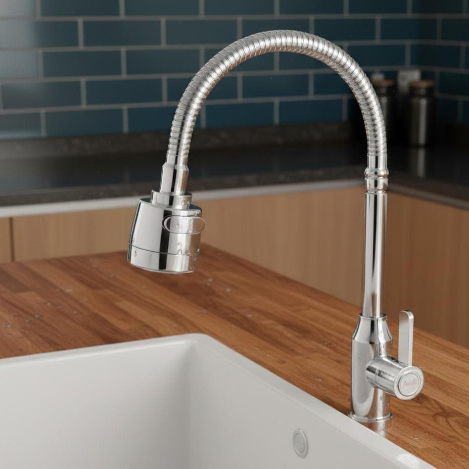 HKX Torneira Gourmet Cone Flexível Cromada Metal Inox 2 Jatos Chuveirinho Cozinha Mesa Flexível HKX