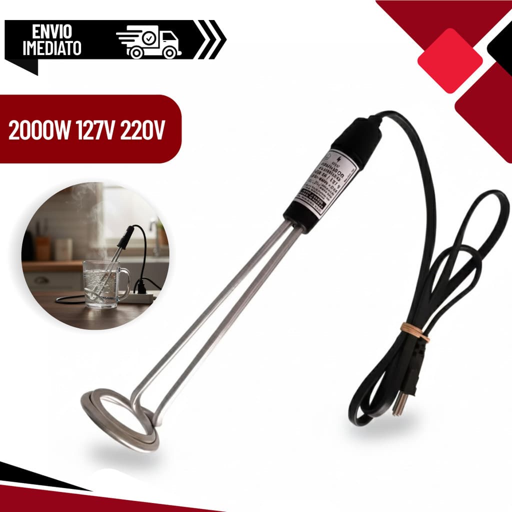 Ebulidor Elétrico IMC 1000W 2000W 127V 220V Aquece Água Rápido Portátil Viagem Camping Cozinha