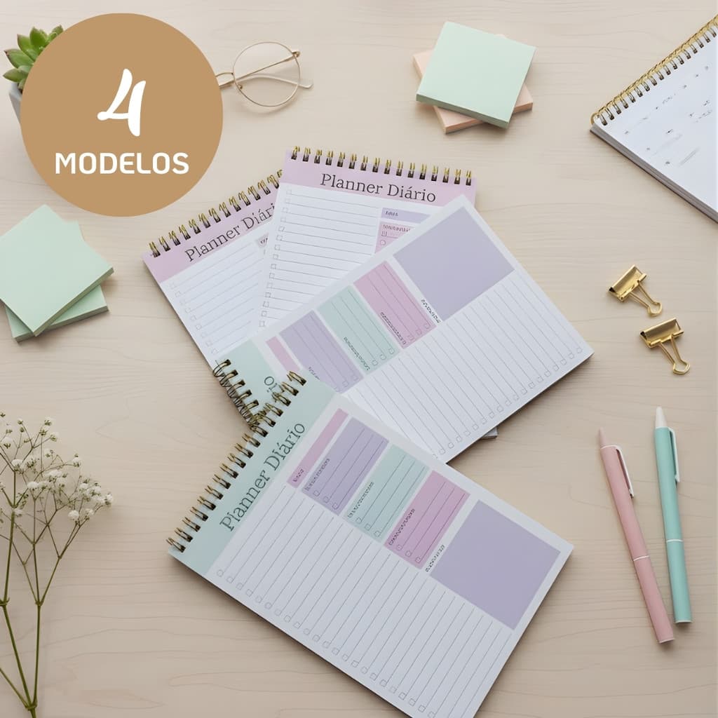 Planner Diário Bloco de Notas To Do List Semanal 50 Folhas Aramado Dourado Multiuso