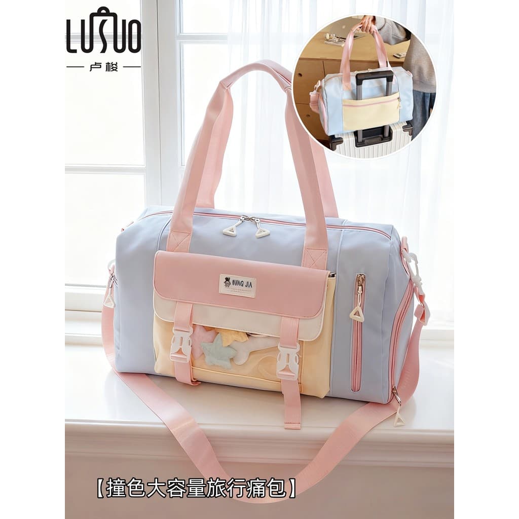 Bolsa de viagem feminina, grande capacidade, curta distância, leve, esperando pela produção, pode bolsa de armazenamento