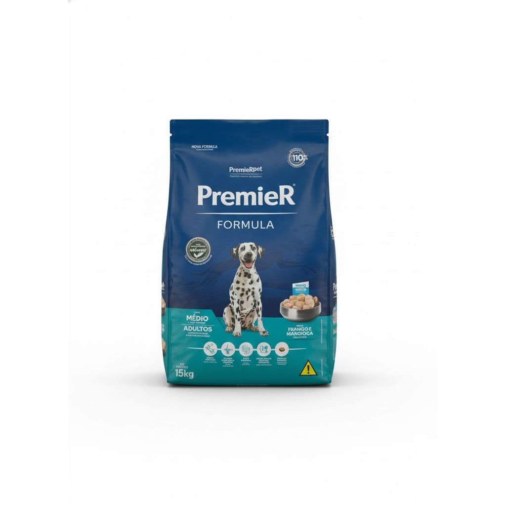 Ração Premier Fórmula-  Cães Adultos de Porte Médio Sabor Frango e mandioca - 20Kg