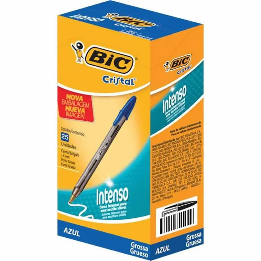 Caneta Esferográfica Cristal Bold 1.6 25 Un. Azul BIC