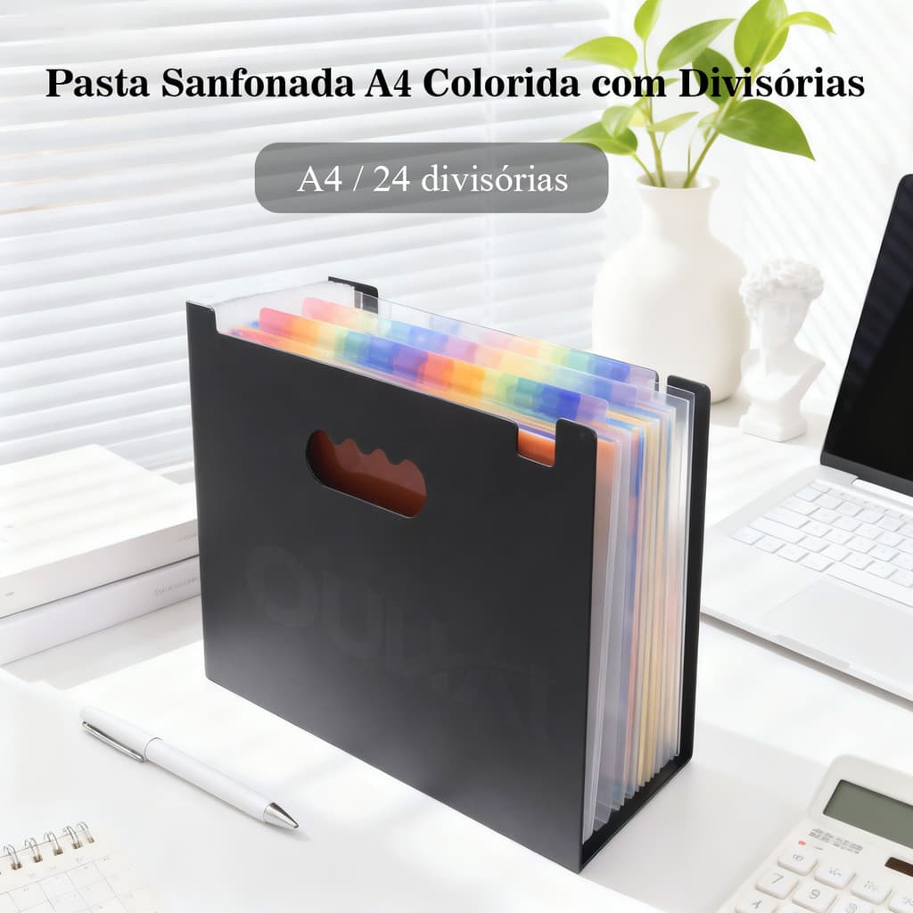 FUSHANG Pasta com 24 Divisórias Organizadora de Documentos Sanfonada Multiuso