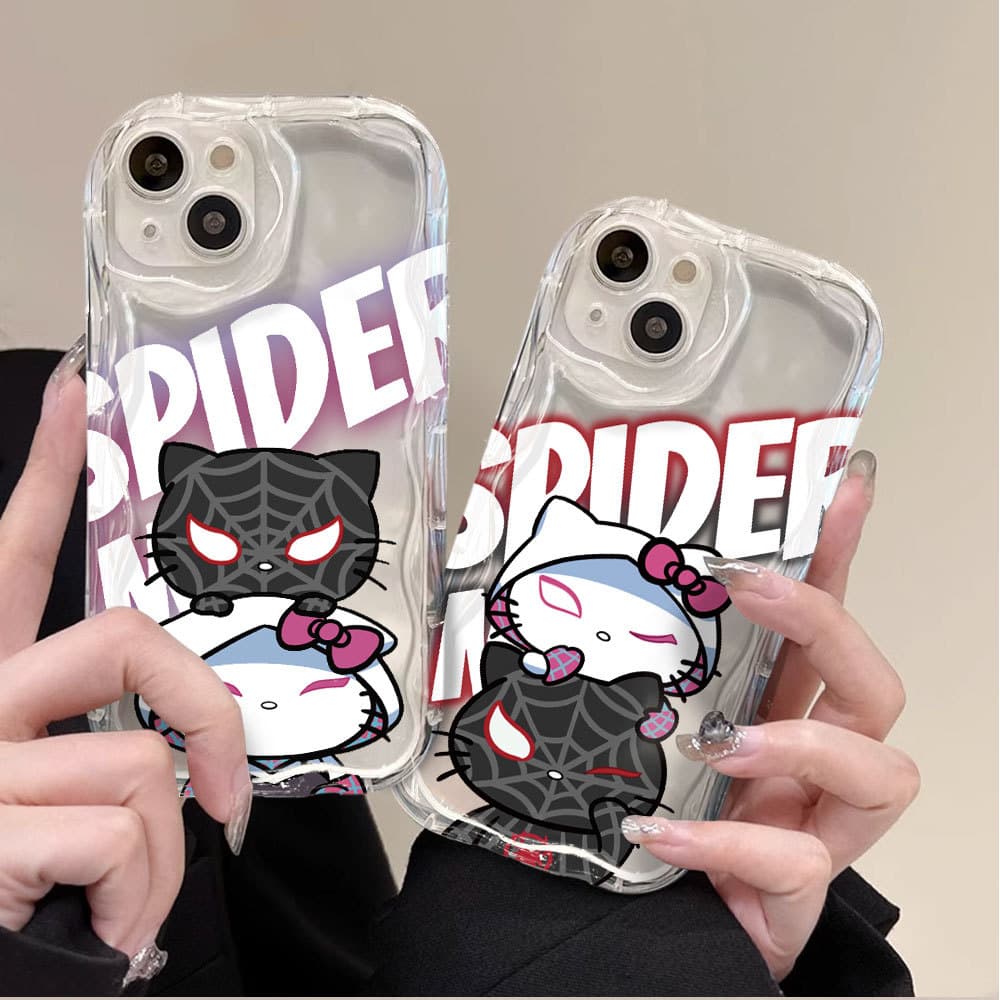 Capa Para Samsung A56 A36 A55 A54 A16 A15 A14 A05 A51 A52 A34 A35 A32 A13 A12 A04E Homem-Aranha Estilo Gato Creme Caso