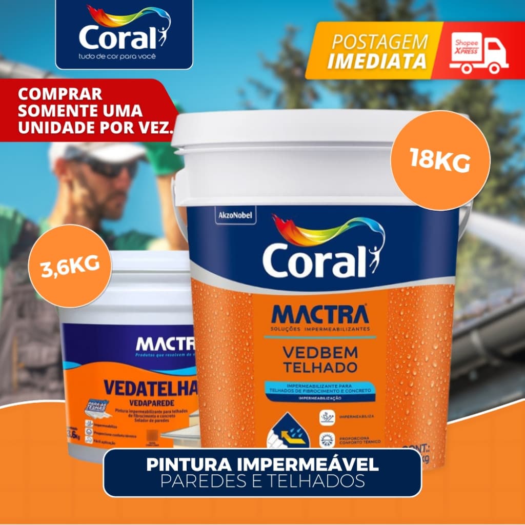Tinta Impermeabilizante VedBEM TELHADOe Mactra 18kg Branco Telhado Fibrocimento