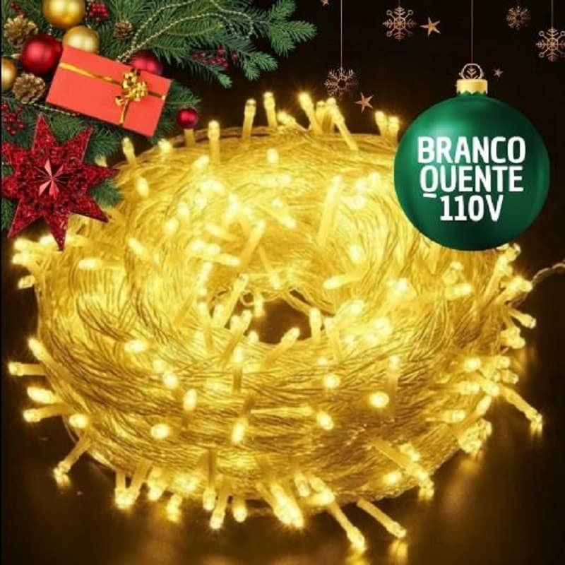Pisca Pisca 10M 100 Leds 127V 8 Funções Fio Transparente Luz De Natal Forte Iluminação
