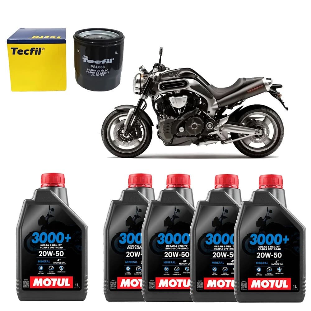 Kit Troca De Óleo Yamaha Mt-01 Motul 3000 20W50 PSL638