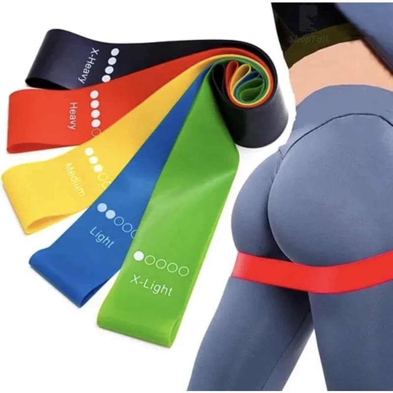 kit 5 Faixas Elástica de Resistência para yoga Pilates Treino Academia - Oferta!