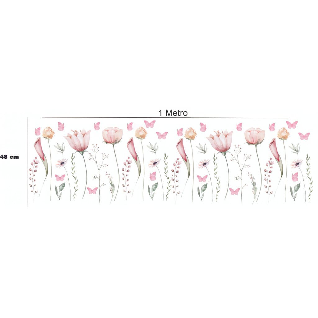 Adesivo Decorativo de Parede Recorte Flores Suspensas Jardim 1,00 metro