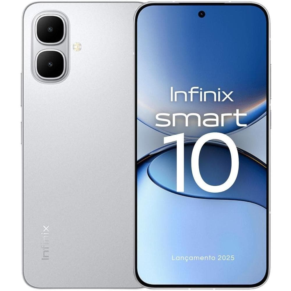 Celular INFINIX Smart 10 120Hz 8GB Ramboost 128GB NFC Câmera 2K 5000mAh IP64 Lançamento 2025