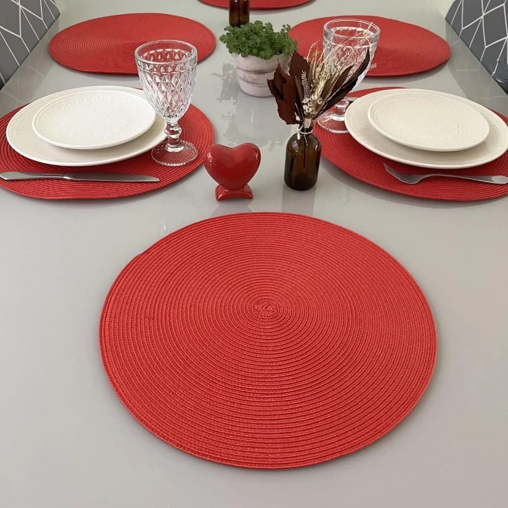 Kit 4/6 Peças Jogo Americano Redondo Sousplat 38cm Mesa Posta Cozinha Jantar Decorativo
