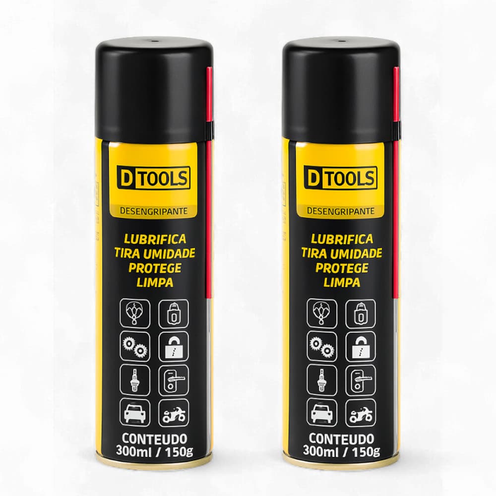 Kit 02 Óleos Desengripantes Spray Lubrificante e Anticorrosivo Industrial e Residencial 300ml - Dtools