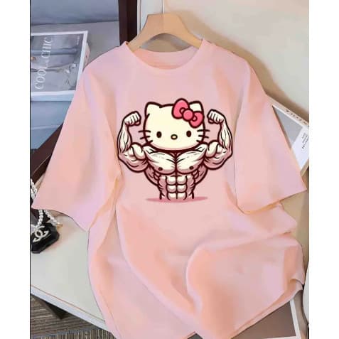Camiseta Unissex Feminina 100% Algodão Casual Treino Gym Fitness Academia Hello Kitty
