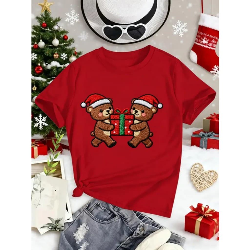 Camiseta Camisas Natal Feminina em Algodão T-shirt Presente