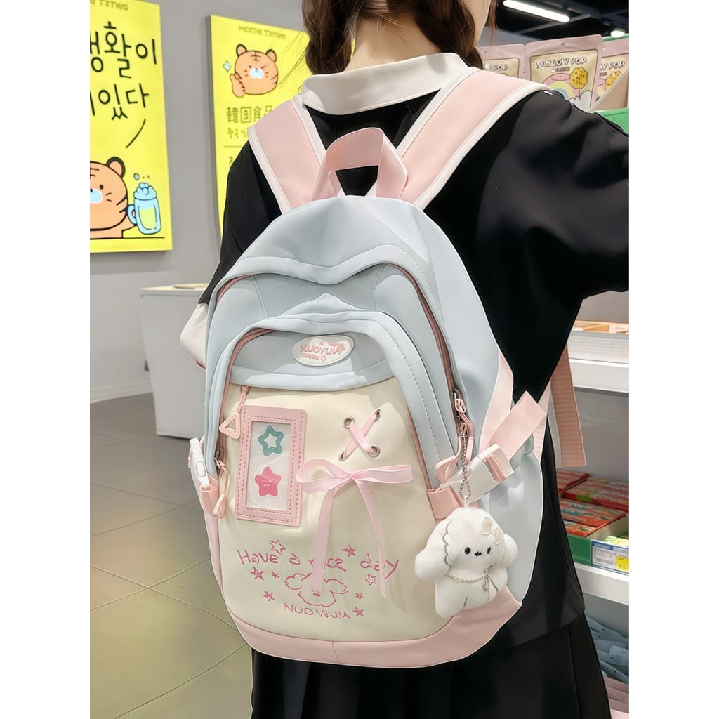Mochila escolar para meninas estudantes do ensino médio ins estilo nicho mochila de alto valor azul rosa mochila de gran