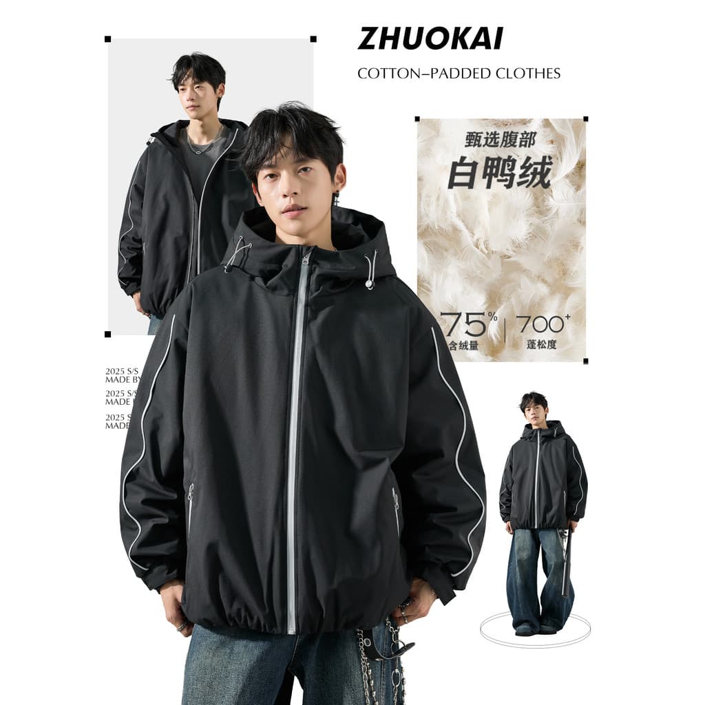 Jaqueta estilo masculino estilo Workwear jaqueta outono inverno quente roupas masculinas com capuz jaqueta de algodão co