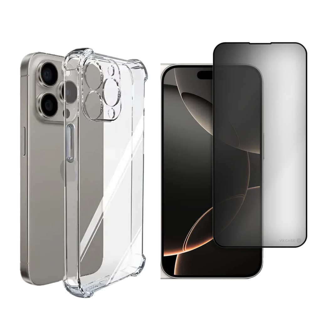 Capinha Anti Impacto Case Transparente E Película 3D Vidro Privativa iPhone 16 Plus/Pro/Pro Max