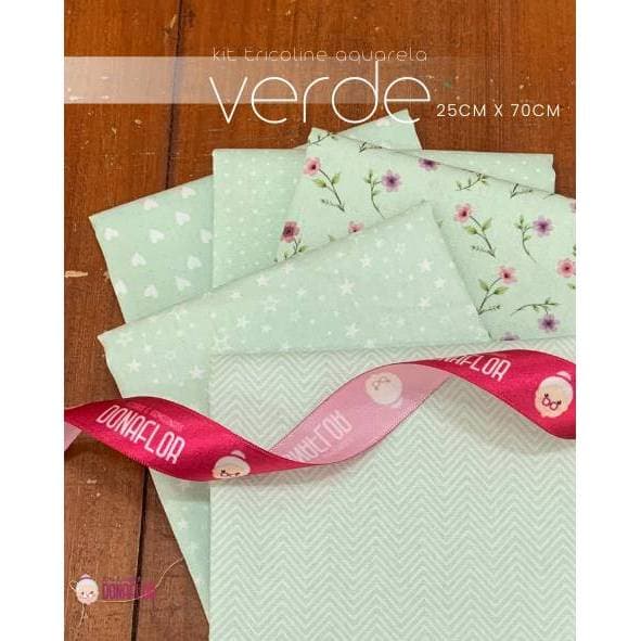 KIT 5TRICOLINES AQUARELA TONS VERDE - Medida 25x70cm - 100% ALG