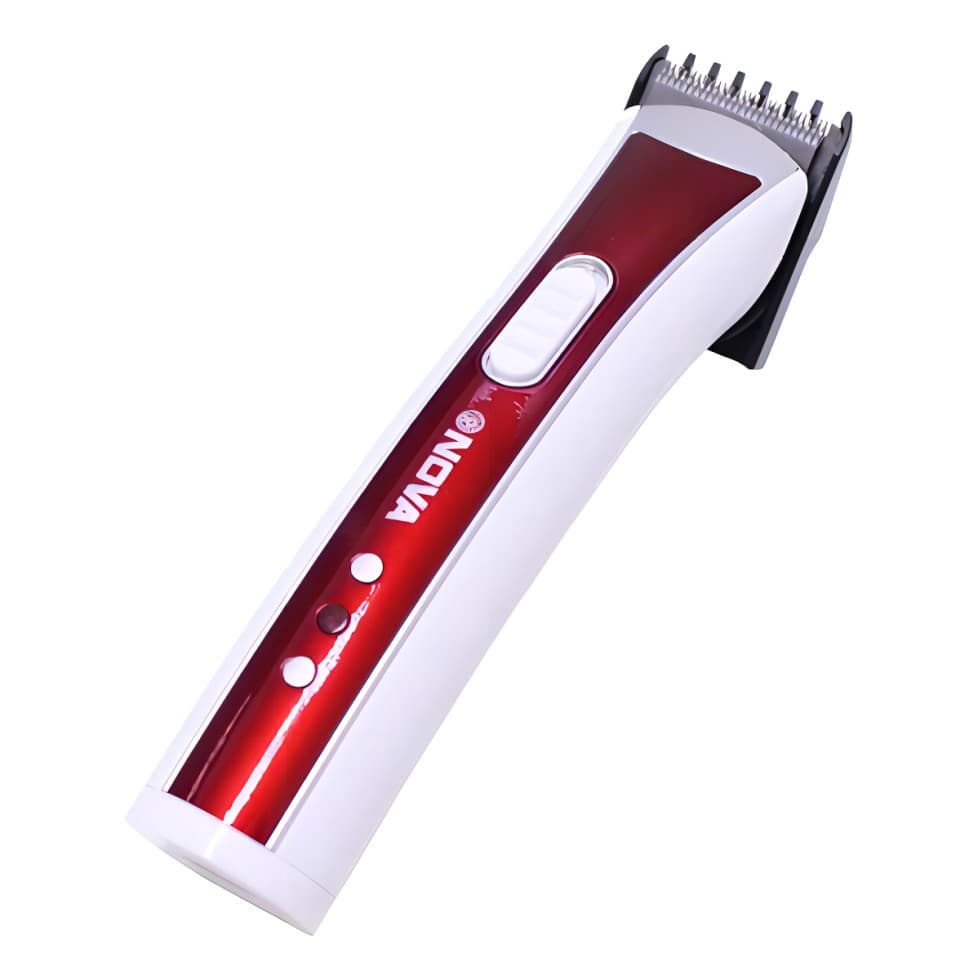 Maquininha De Cortar Cabelo E Barbeador Eletrico Nova NHC-3780 Sem Fio Recarregavel Vermelho
