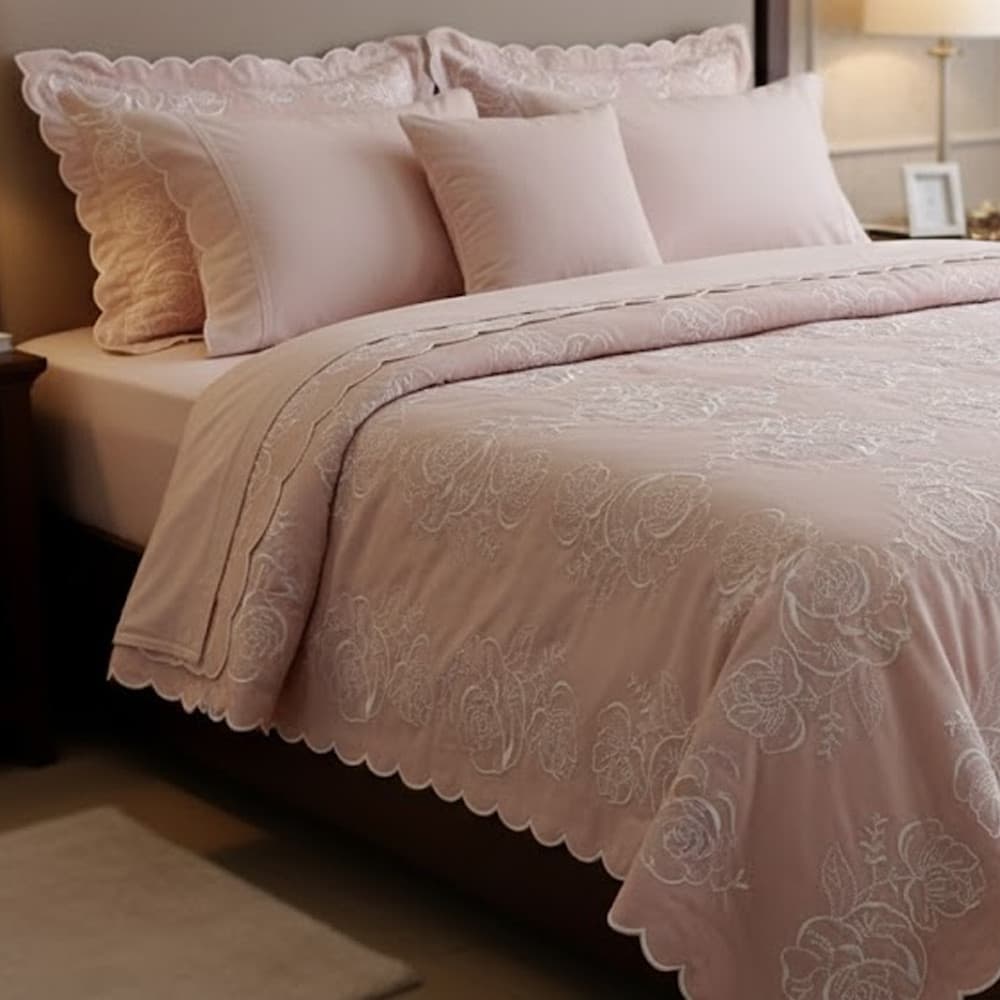 JOGO DE CAMA QUEEN 4PCS MABELI 400 FIOS 160X200CM  ROSE