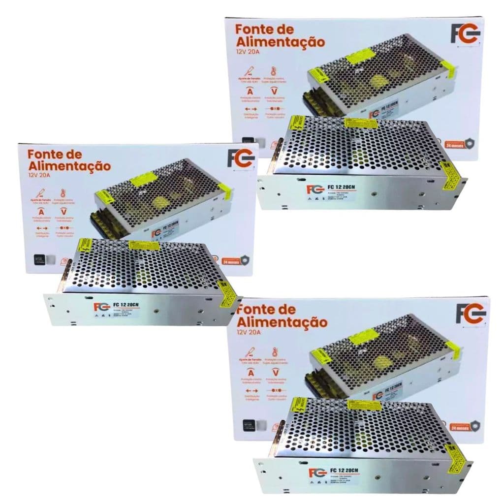 3un Fontes Chaveadas Colmeia 12V 20A 240W FC1220CN FC Fontes
