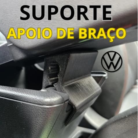 Suporte Ergonômico para Apoio de Braço – Trava de Encaixe para VW Polo, Virtus e Nivus | Modelo Largo e  confortável