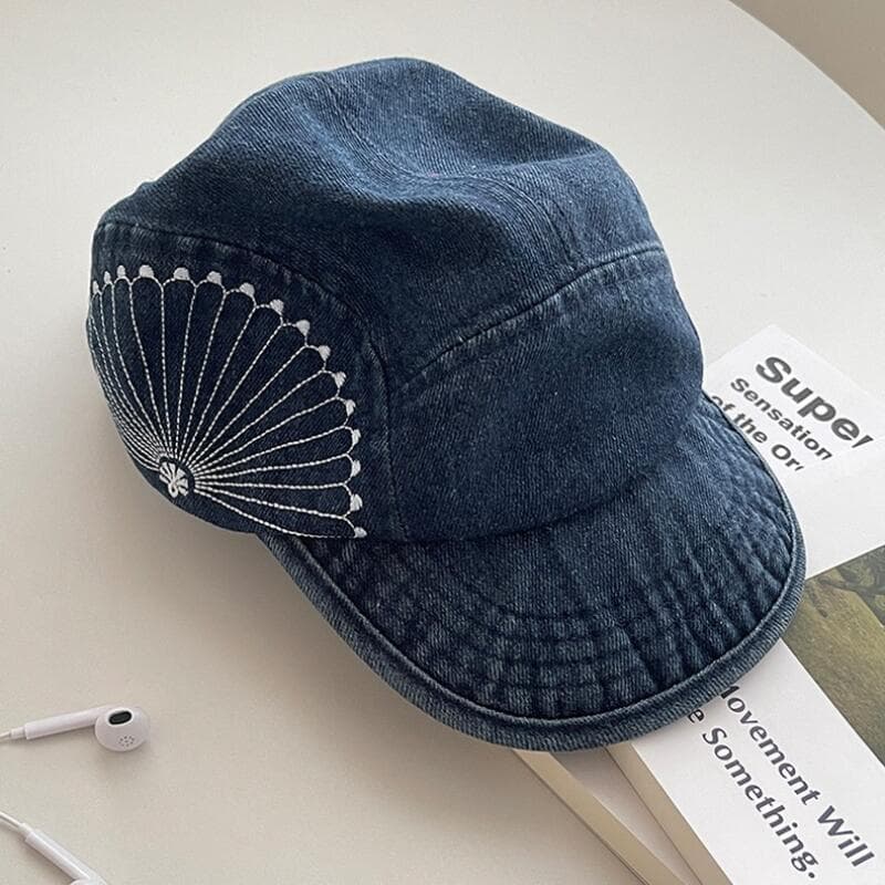 Boné de Beisebol Unissex Feminino Retro de Denim Estilo Japonês, Boné de Topo Macio, Boné de Cowboy de Cinco Painéis, Bo