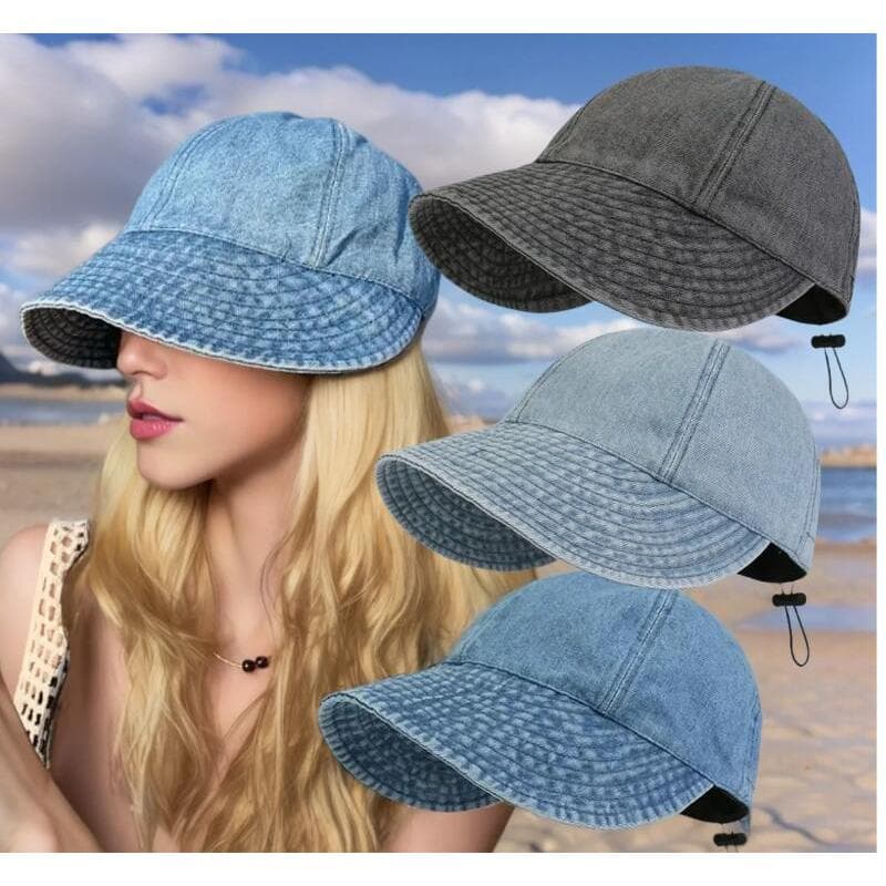 Chapéus de balde de jeans 2025 para mulheres, chapéu de sol de verão para atividades ao ar livre, viseira de balde de co