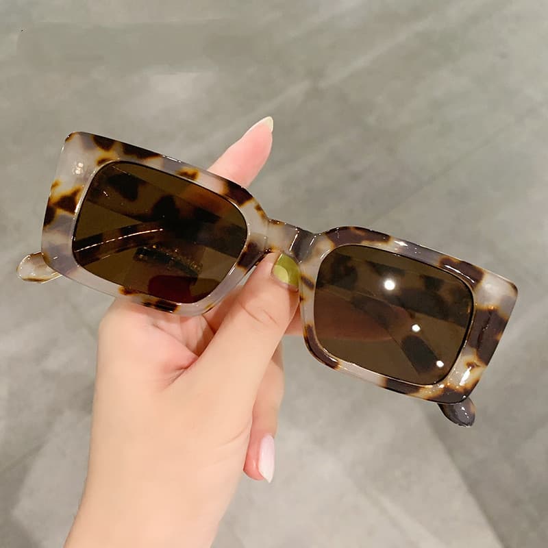 Óculos de Sol Quadrados Vintage Retro para Mulheres e Homens, Óculos de Sol com Estampa de Leopardo, Óculos de Sol Femin