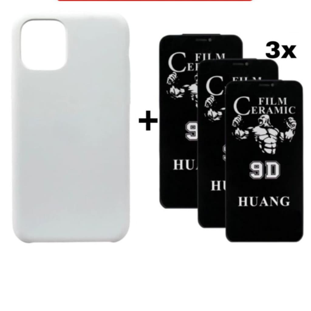 Kit 4em1 Case Branco + 3 Cerâmicas Privacidade iPhone 11 12 13 14 15 16 Pro Max - ADH