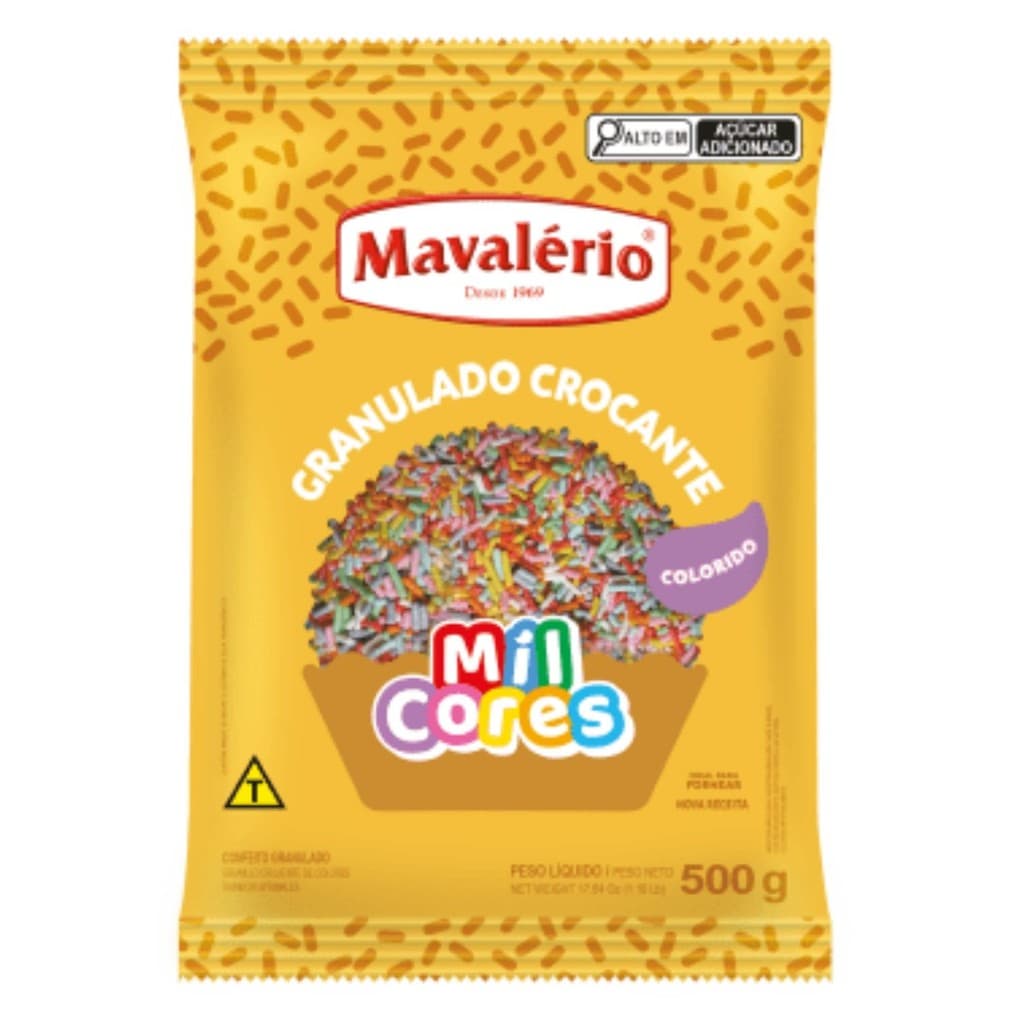 CHOCOLATE GRANULADO CROCANTE COLORIDO 500 GR MAVALERIO