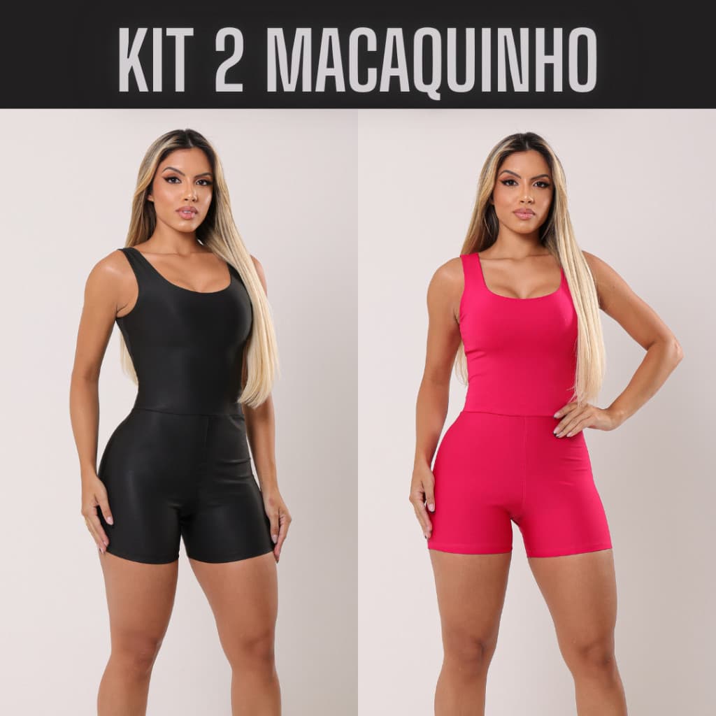 Kit 2 Macaquinho Feminino Fitness Academia Musculação