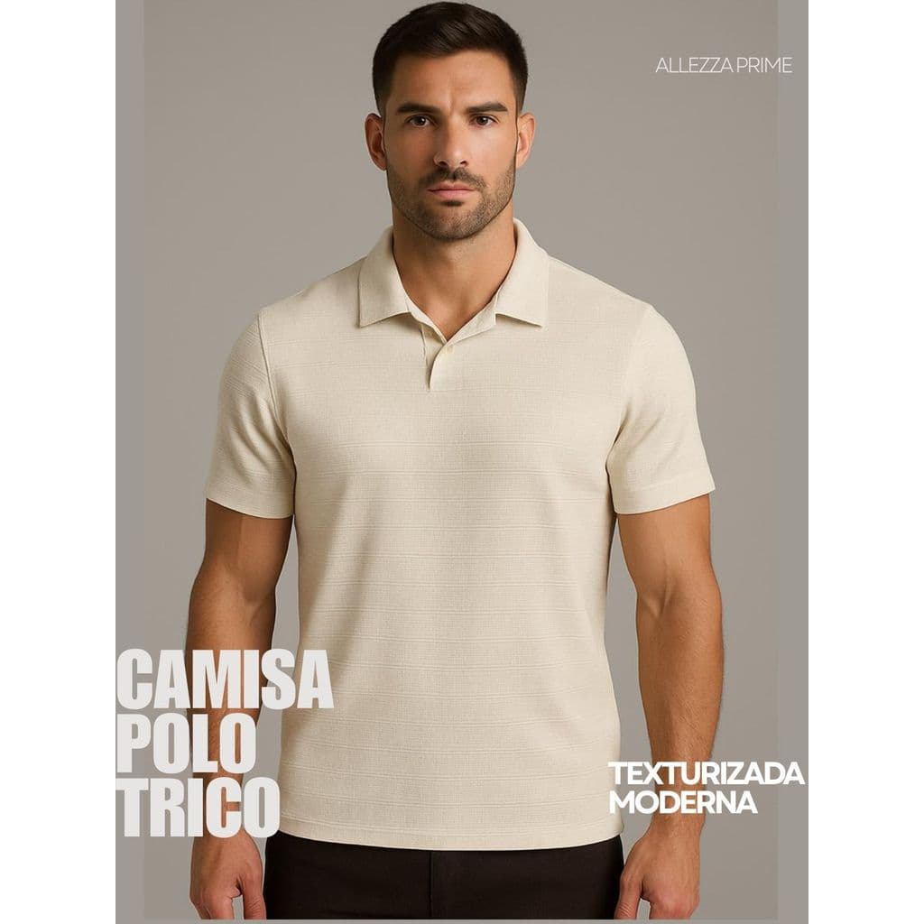 Polo Masculina Premium Importada – Tricô Texturizado Italiana, Básica e Elegante