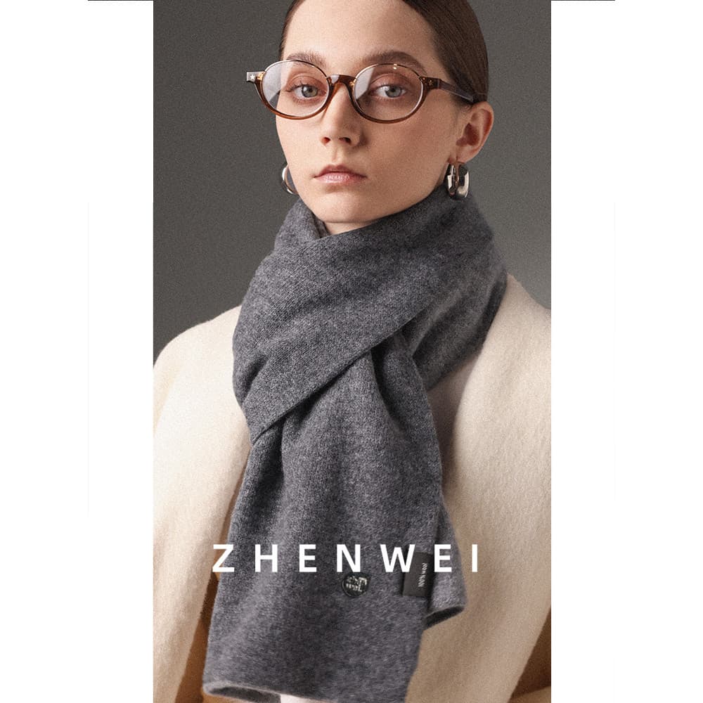 100% lenço de lã pura xale feminino inverno 2025 positivo Popular cinza escuro malha longo cachecol engrossado
