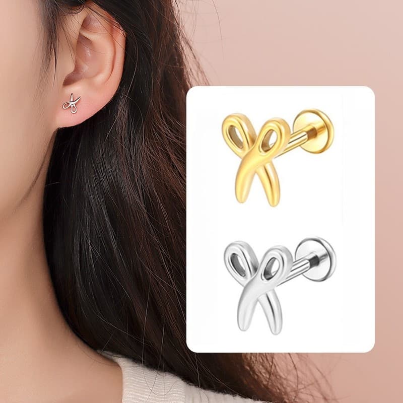 Brinco E Piercing Labial Em Espiral Búzio Tesoura-Aço De Qualidade