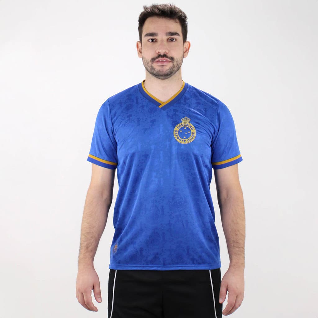 Camiseta de Time RetrôMania Cruzeiro 2003 Tríplice Coroa Home Azul - Masculino