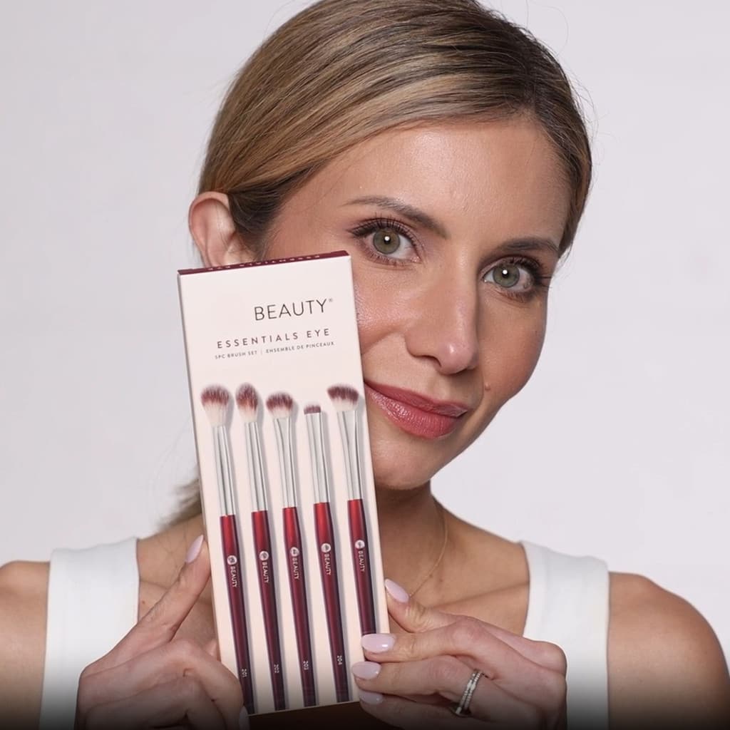 BK Beauty Essentials Eye Brush Set 5pcs Kit De Pincéis De Maquiagem Para Sombra Com Caixa Cabelo Sintético Vermelho E Ma